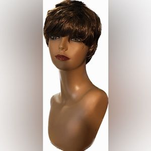 Rainbow Fairy Brown w/ red highlights short wig